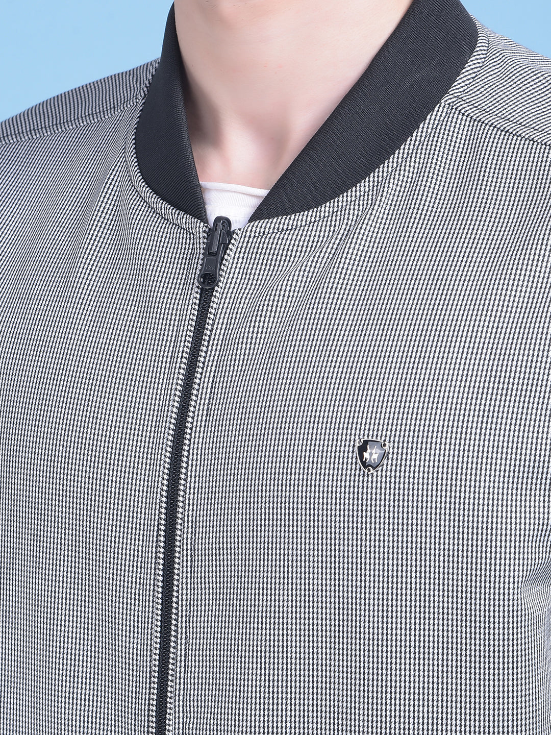 Grey Printed Jacquard Reversible Jacket-Men Jackets-Crimsoune Club