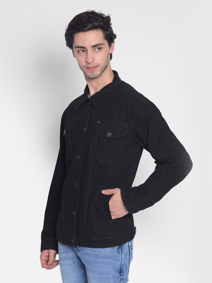 Black Denim Jacket-Men Jackets-Crimsoune Club