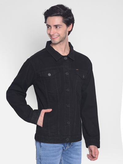 Black Denim Jacket-Men Jackets-Crimsoune Club