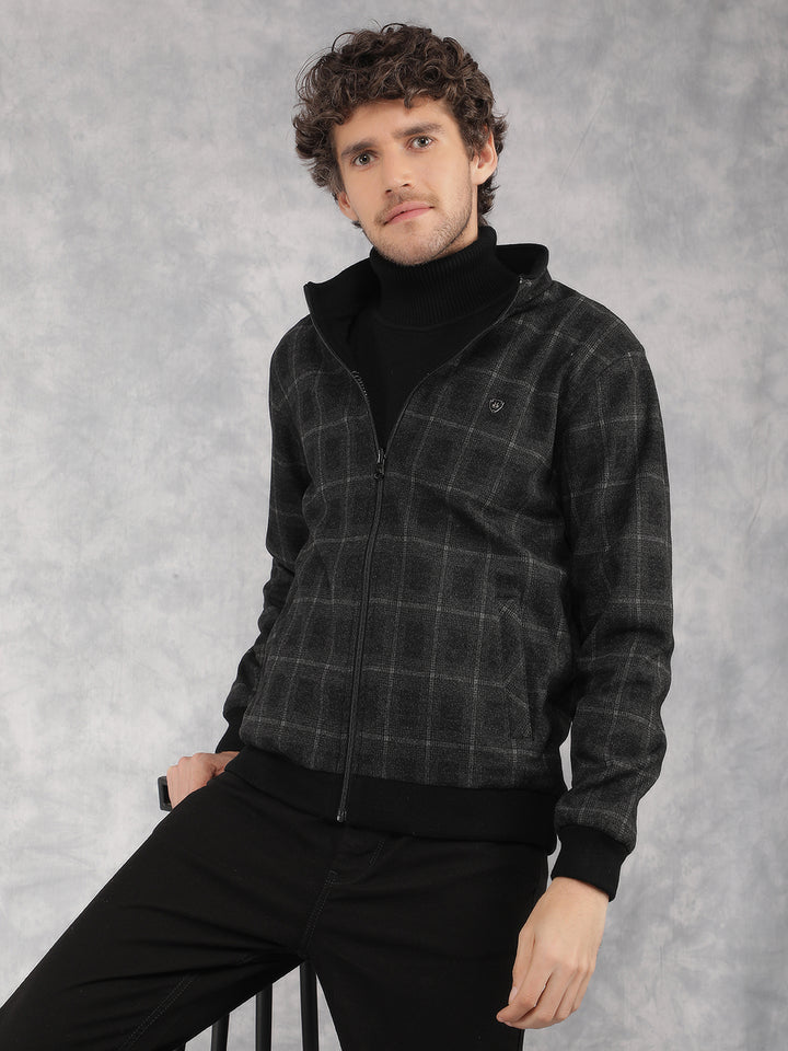 Black Checked Jacket-Men Jackets-Crimsoune Club