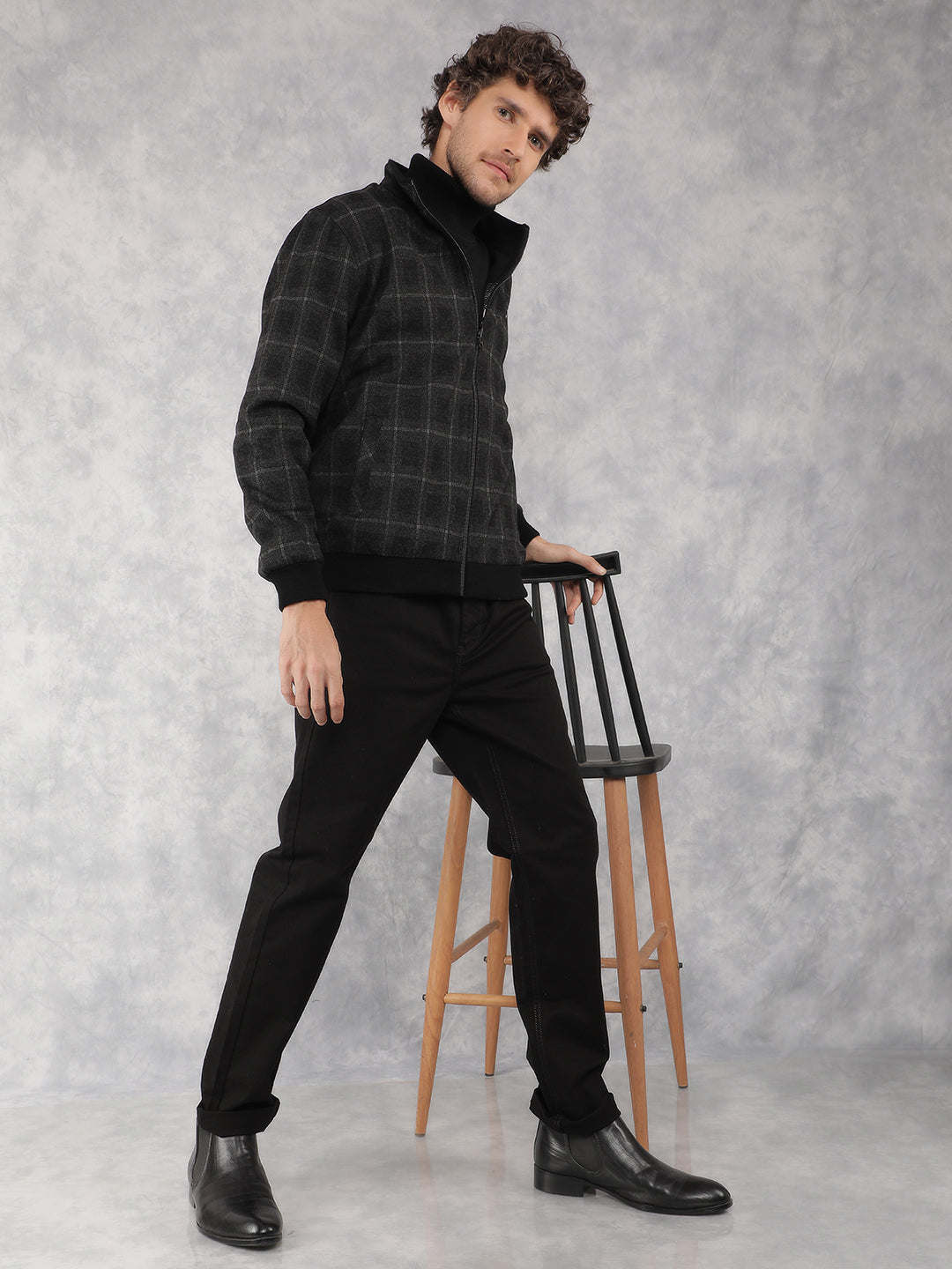 Black Checked Jacket-Men Jackets-Crimsoune Club