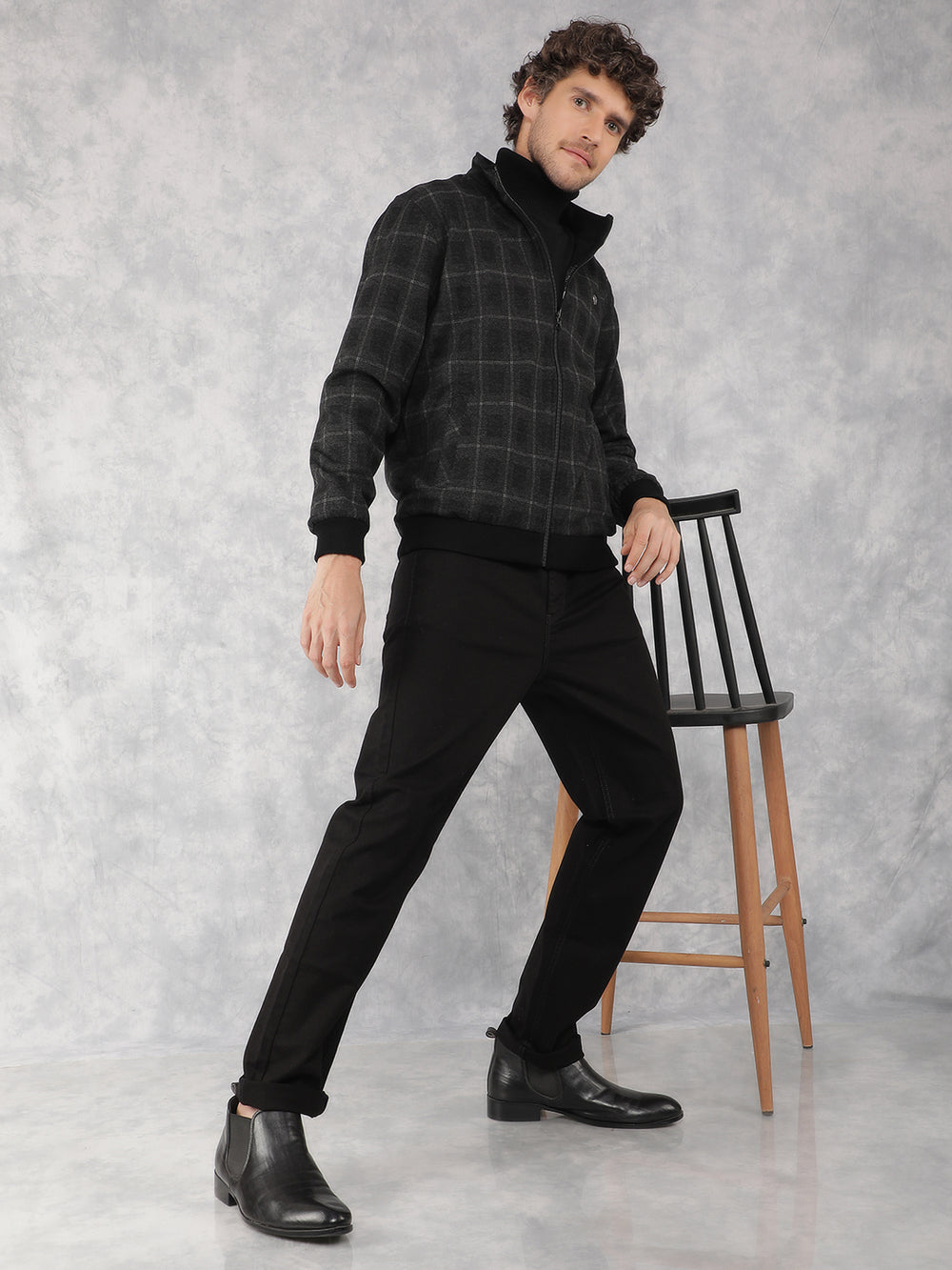 Black Checked Jacket-Men Jackets-Crimsoune Club