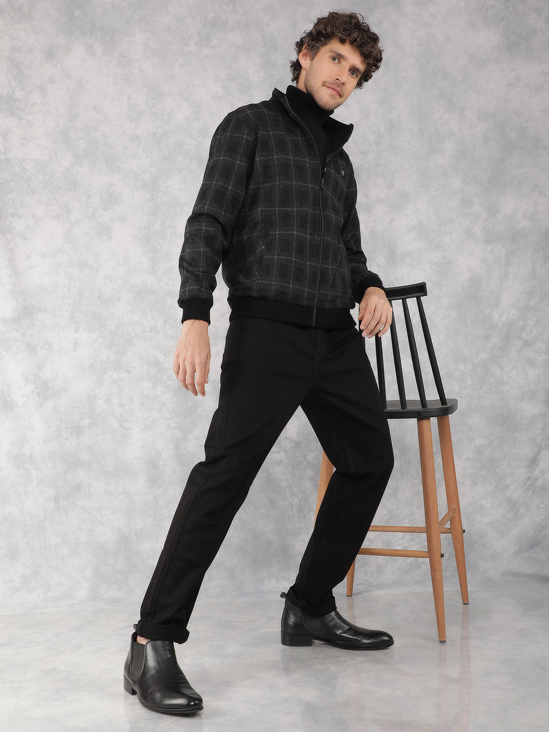 Black Checked Jacket-Men Jackets-Crimsoune Club