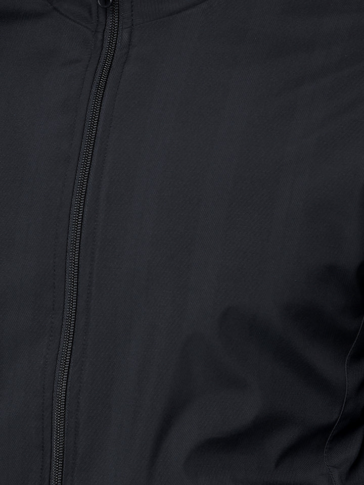 Black Vertical Stripes Bomber Reversible Jacket-Men Jackets-Crimsoune Club