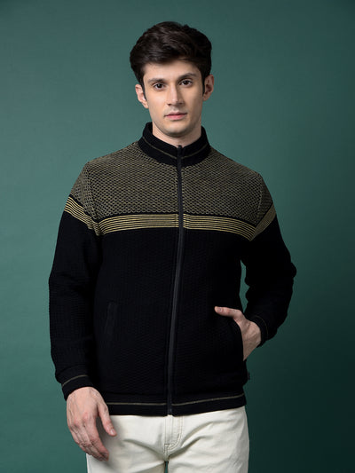 Black Vertical Stripes Bomber Reversible Jacket-Men Jackets-Crimsoune Club