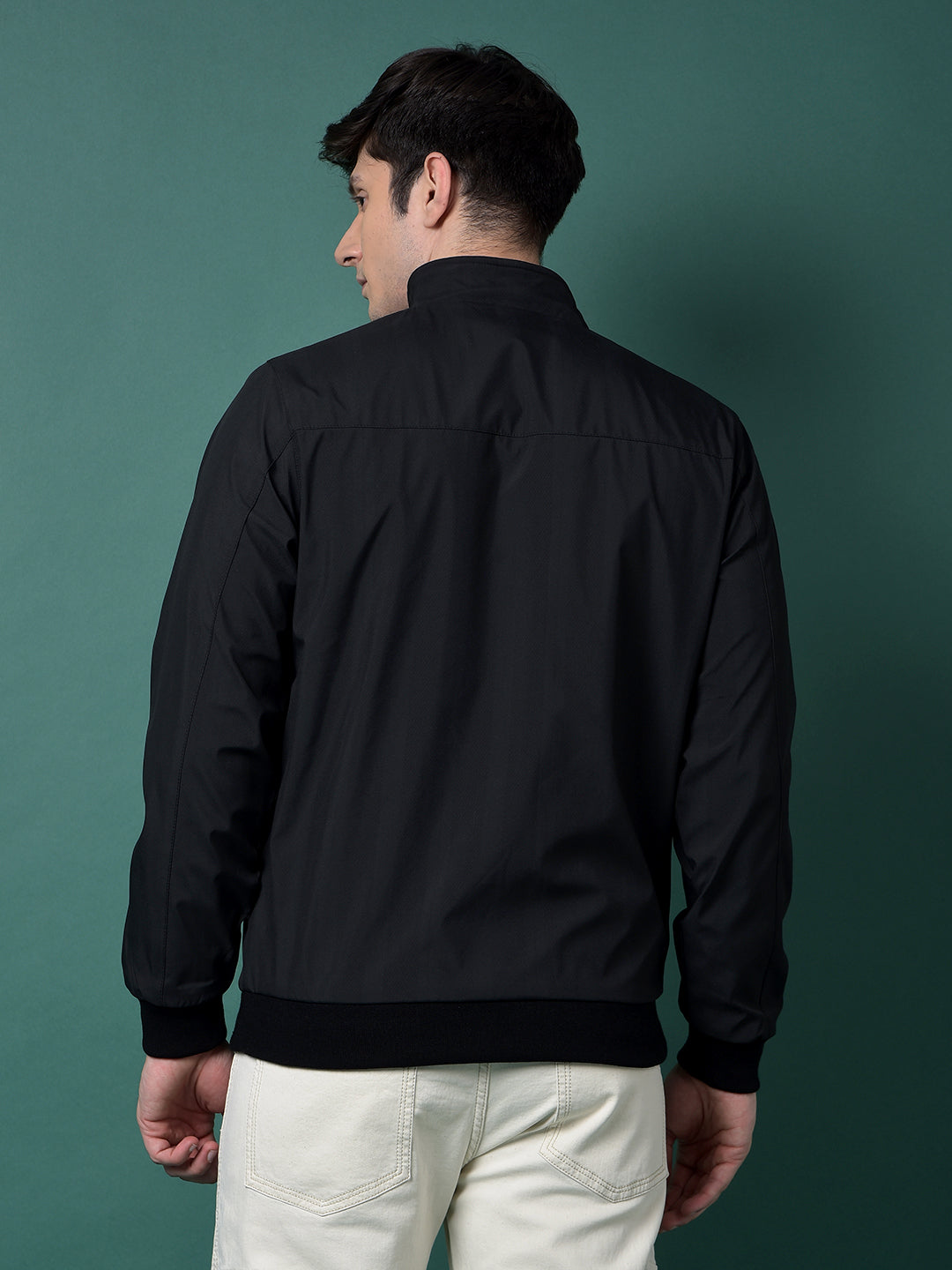 Black Vertical Stripes Bomber Reversible Jacket-Men Jackets-Crimsoune Club