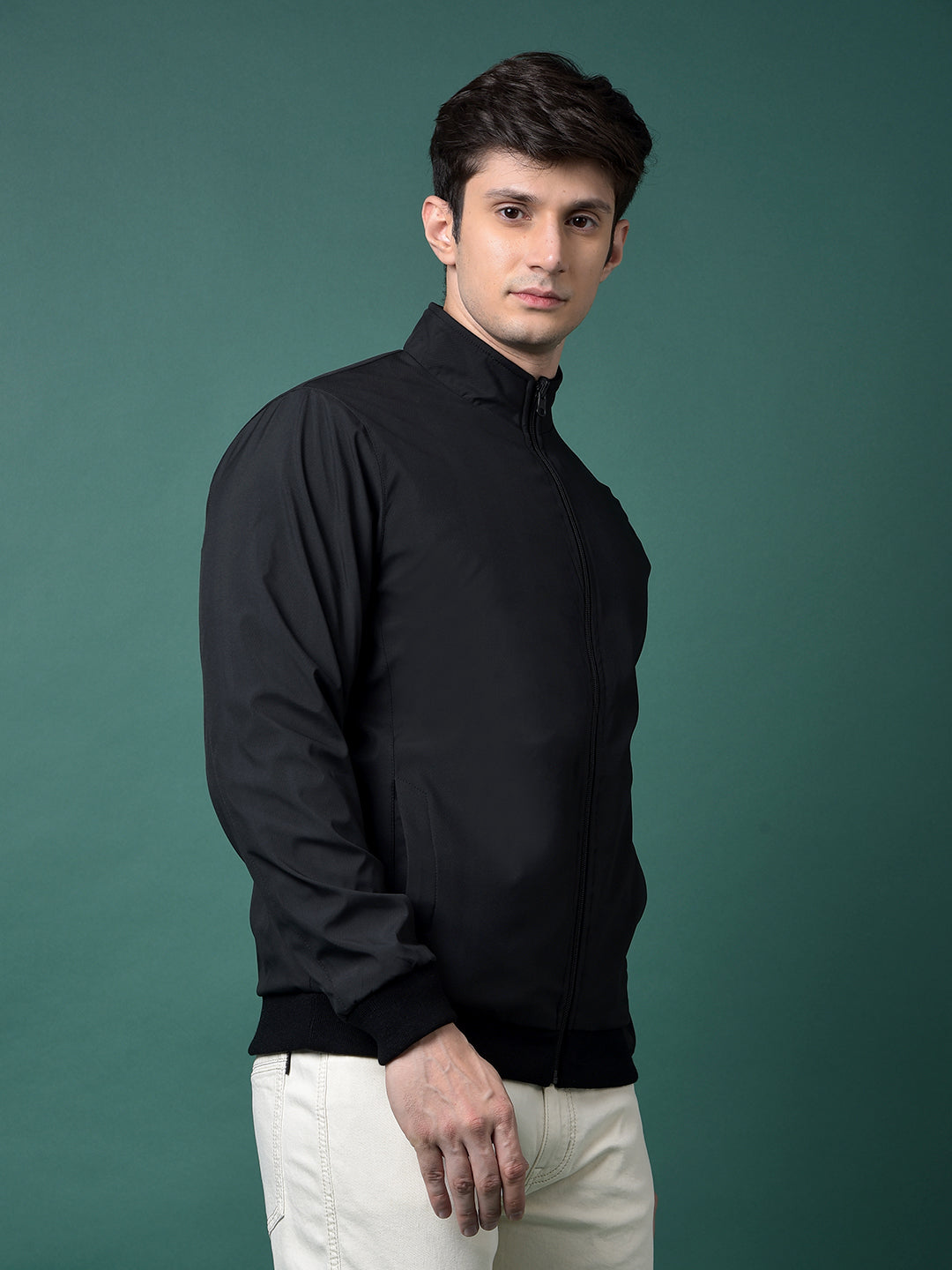 Black Vertical Stripes Bomber Reversible Jacket-Men Jackets-Crimsoune Club