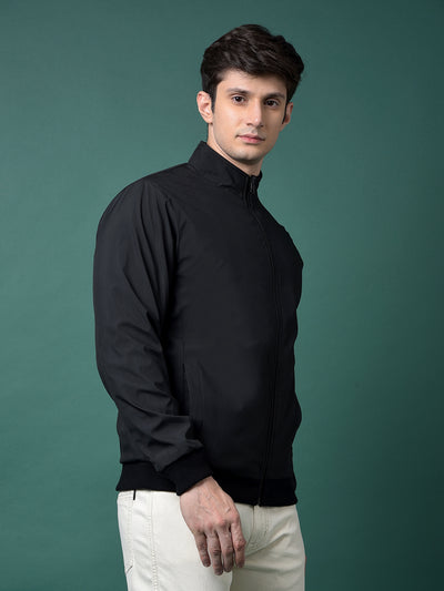 Black Vertical Stripes Bomber Reversible Jacket-Men Jackets-Crimsoune Club