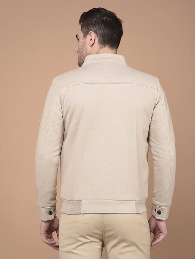 Beige Printed Jacket-Men Jackets-Crimsoune Club