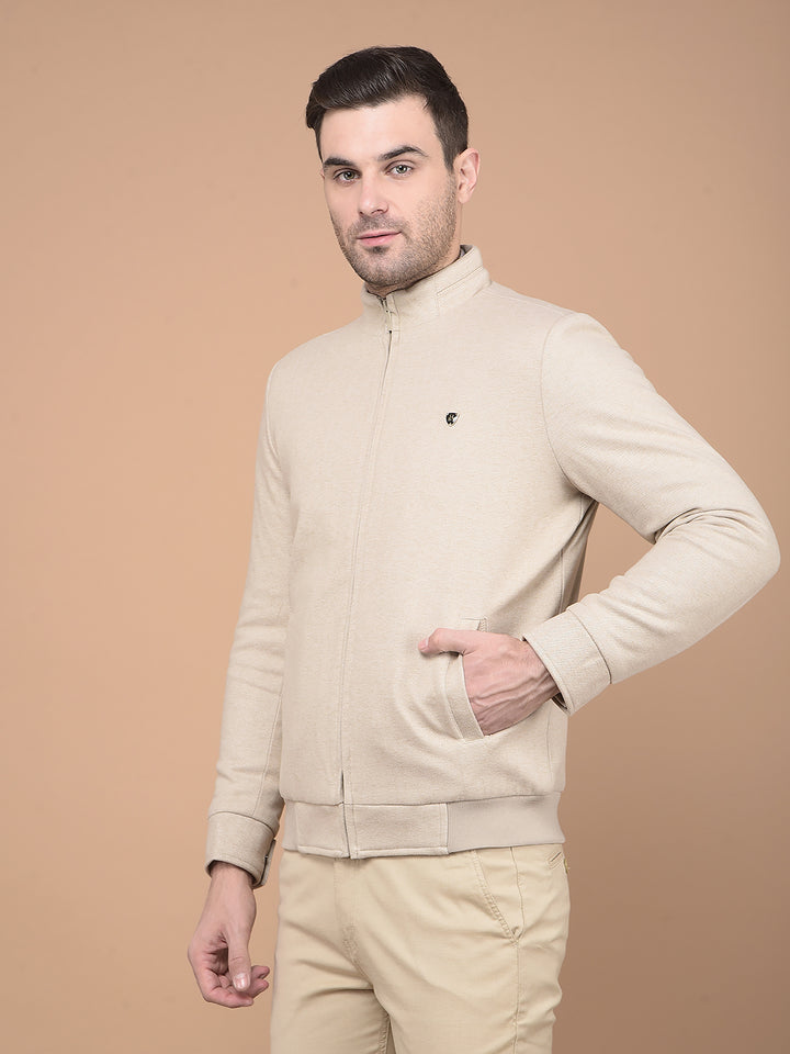 Beige Printed Jacket-Men Jackets-Crimsoune Club