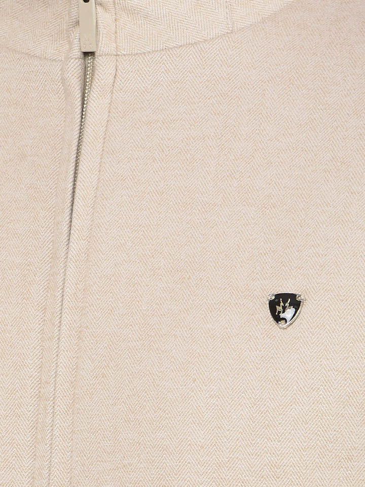 Beige Printed Jacket-Men Jackets-Crimsoune Club