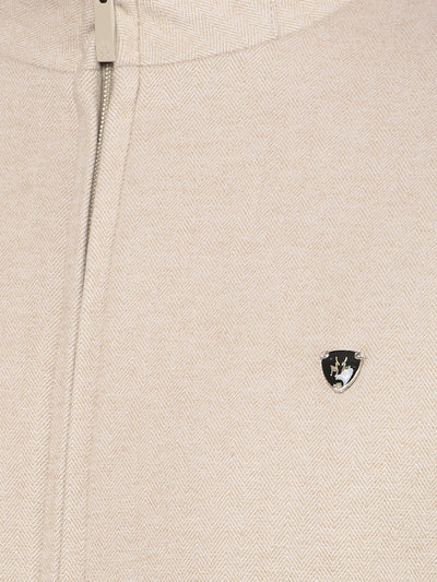 Beige Printed Jacket-Men Jackets-Crimsoune Club