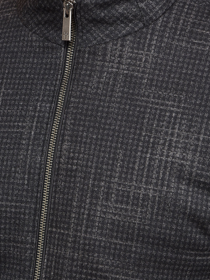 Black Jacquard Bomber Jacket-Men Jackets-Crimsoune Club