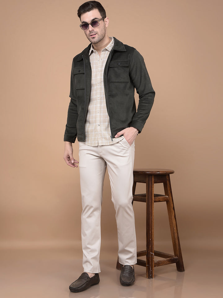 Olive Printed Jacket-Men Jackets-Crimsoune Club