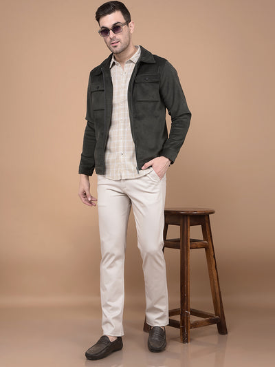 Olive Printed Jacket-Men Jackets-Crimsoune Club