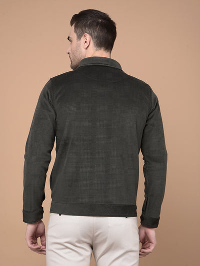 Olive Printed Jacket-Men Jackets-Crimsoune Club
