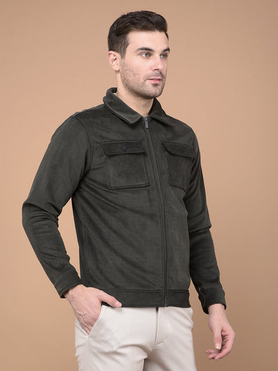 Olive Printed Jacket-Men Jackets-Crimsoune Club