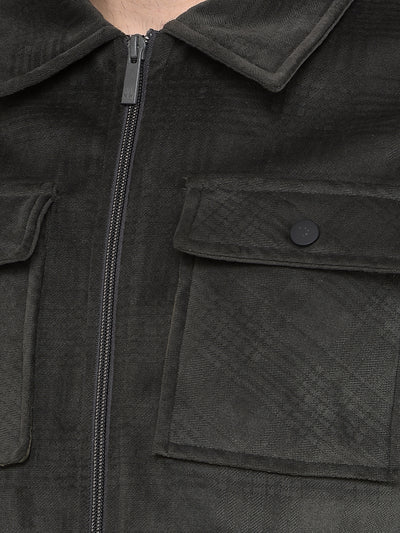 Olive Printed Jacket-Men Jackets-Crimsoune Club