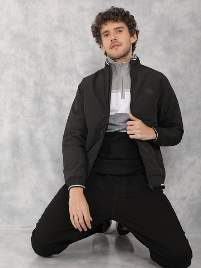 Black Bomber Jacket-Men Jackets-Crimsoune Club