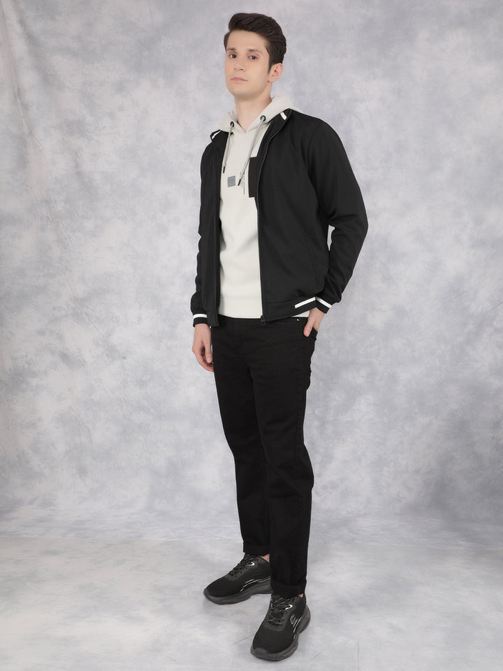 Black Knitted Jacket-Men Jackets-Crimsoune Club