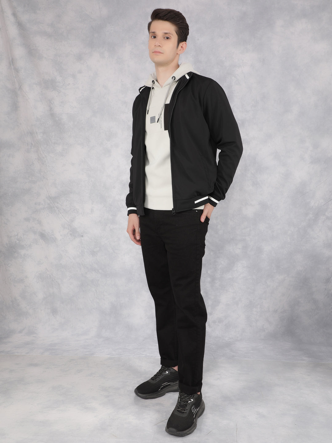 Black Knitted Jacket-Men Jackets-Crimsoune Club
