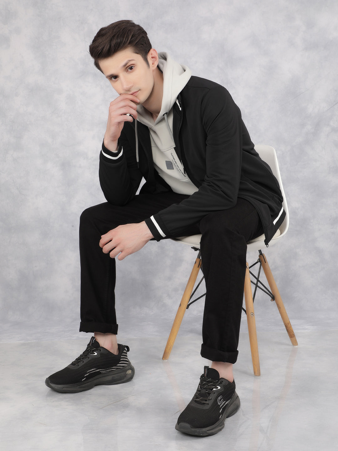 Black Knitted Jacket-Men Jackets-Crimsoune Club