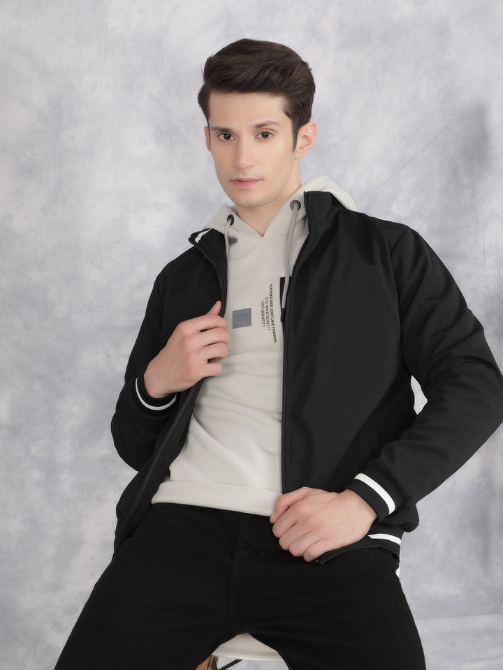 Black Knitted Jacket-Men Jackets-Crimsoune Club