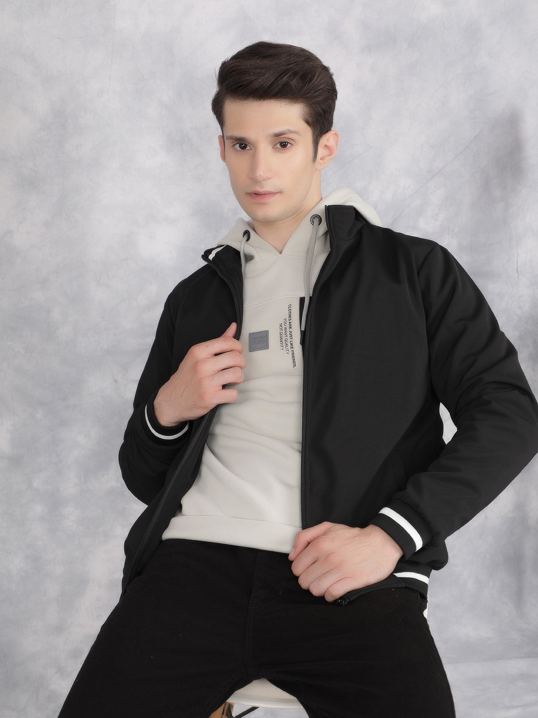 Black Knitted Jacket-Men Jackets-Crimsoune Club