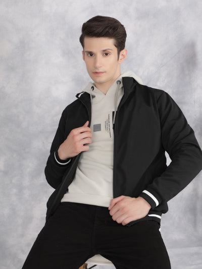 Black Knitted Jacket-Men Jackets-Crimsoune Club