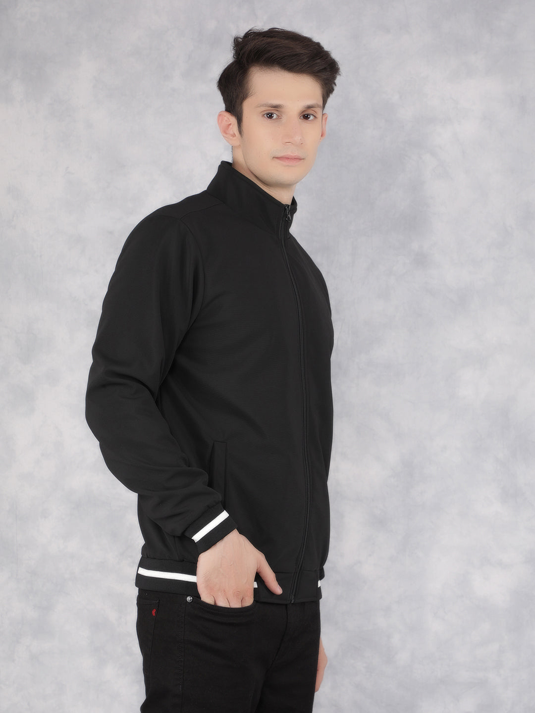 Black Knitted Jacket-Men Jackets-Crimsoune Club