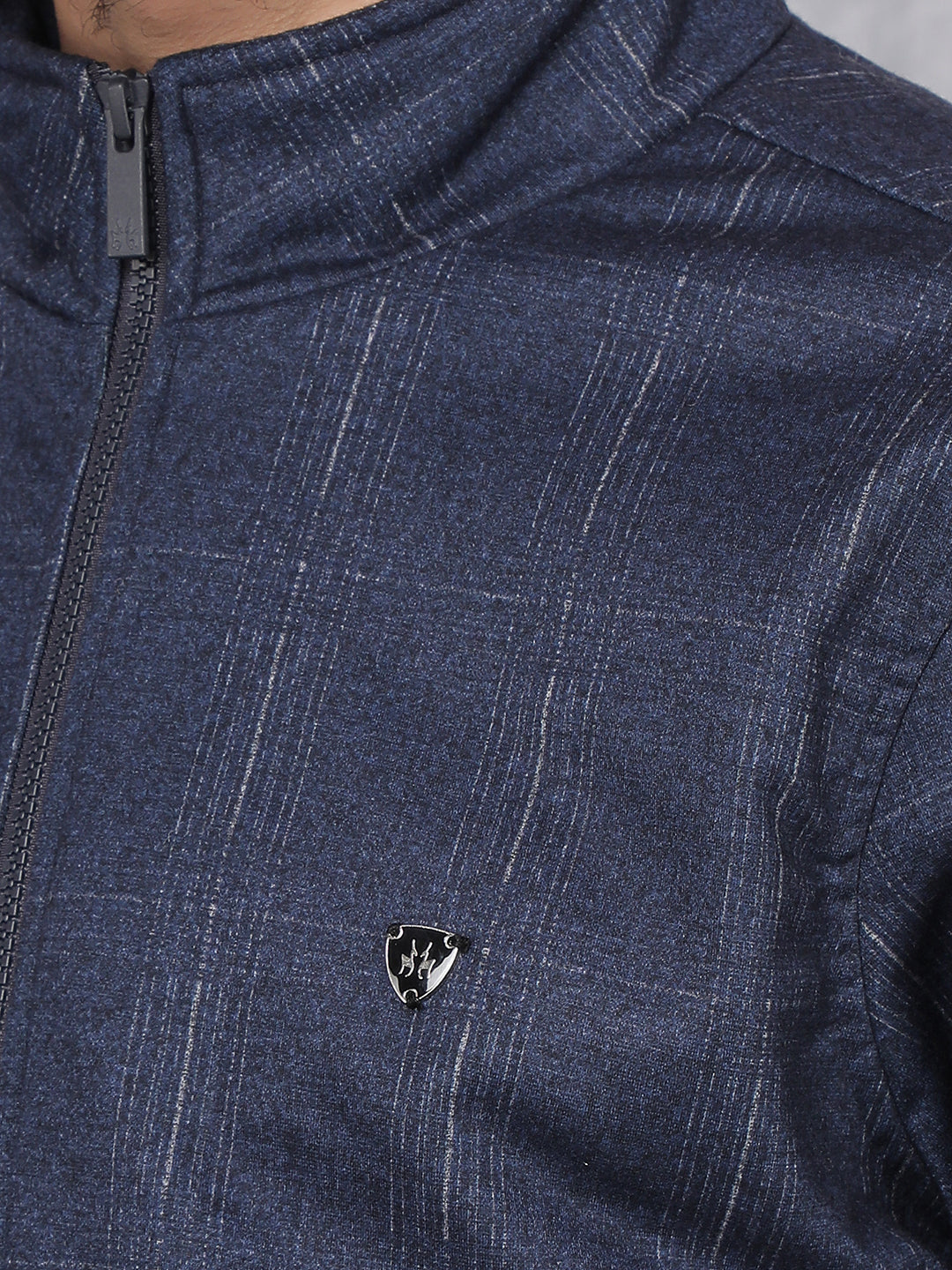 Navy Blue Printed Bomber Jacket-Men Jackets-Crimsoune Club