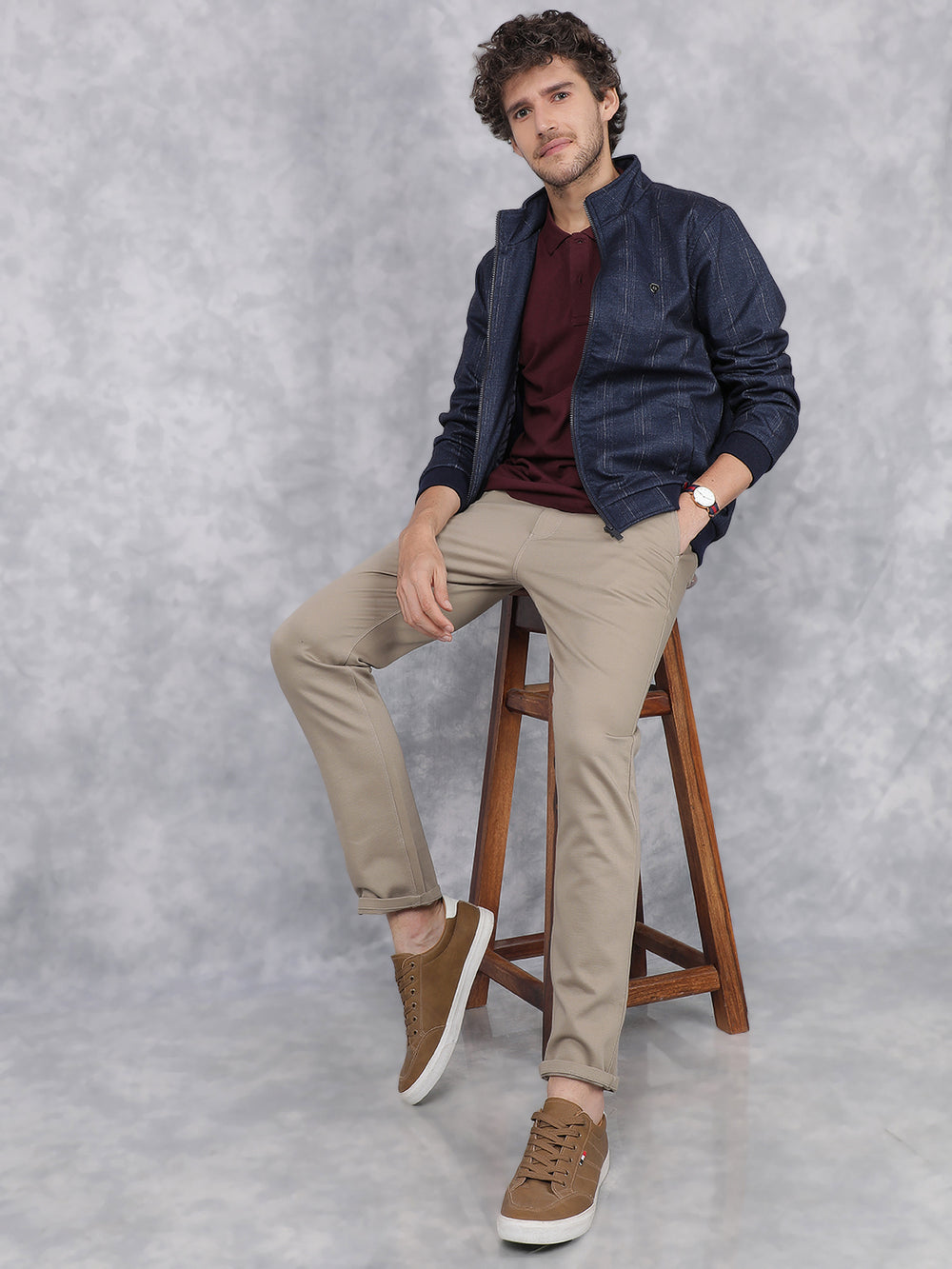 Navy Blue Printed Bomber Jacket-Men Jackets-Crimsoune Club