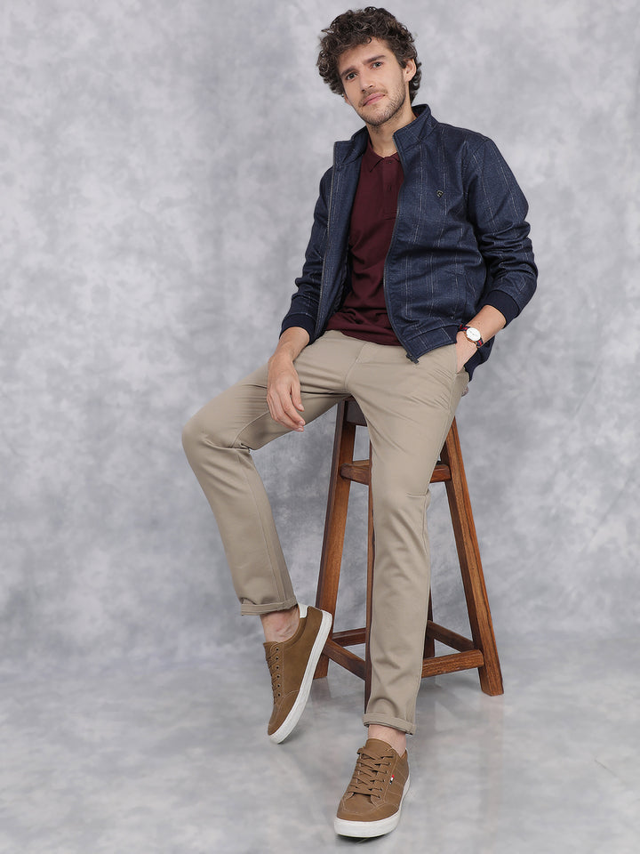 Navy Blue Printed Bomber Jacket-Men Jackets-Crimsoune Club