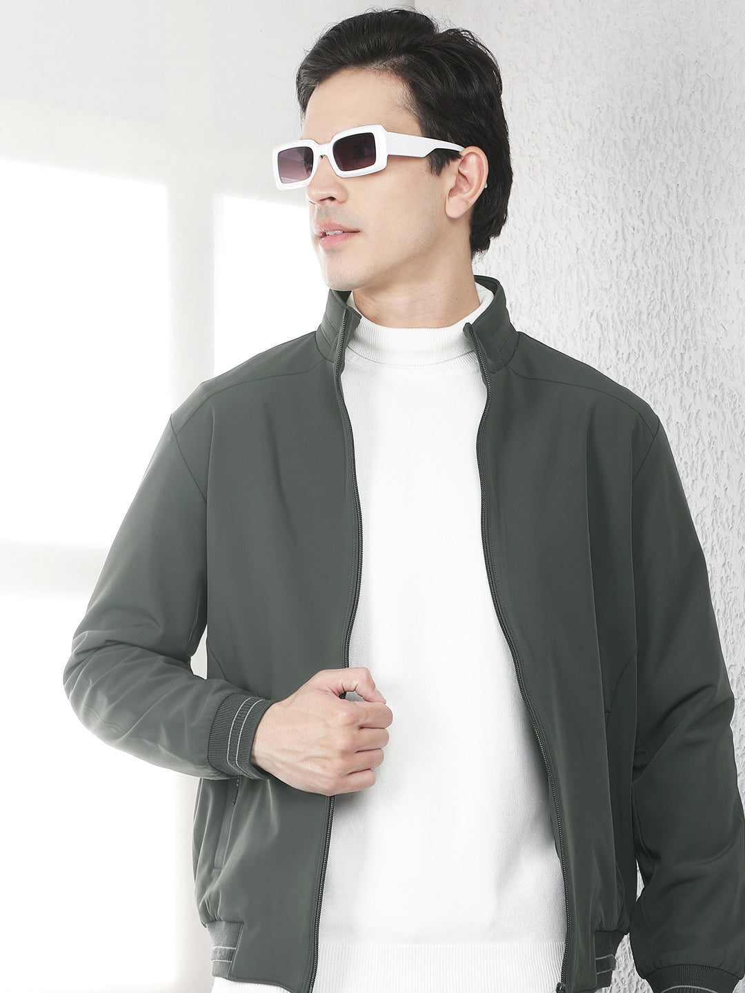 Contemporary Deep Olive Jacket-Men Jackets-Crimsoune Club