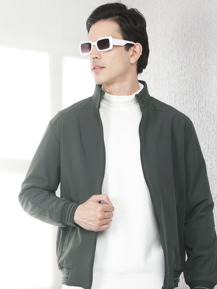 Contemporary Deep Olive Jacket-Men Jackets-Crimsoune Club