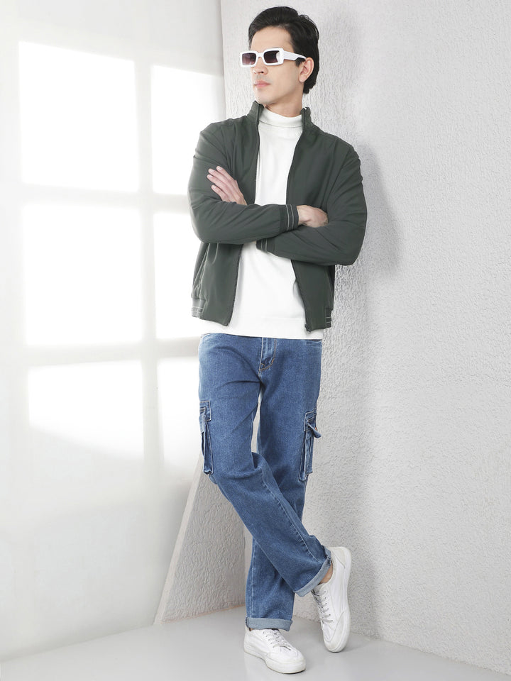 Contemporary Deep Olive Jacket-Men Jackets-Crimsoune Club
