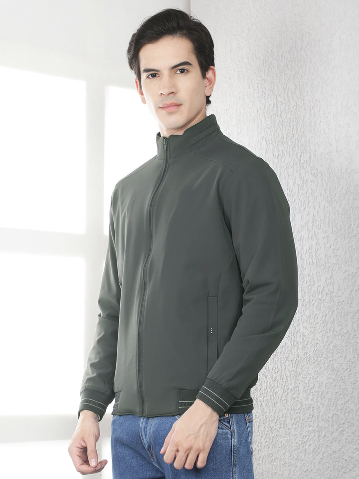 Contemporary Deep Olive Jacket-Men Jackets-Crimsoune Club