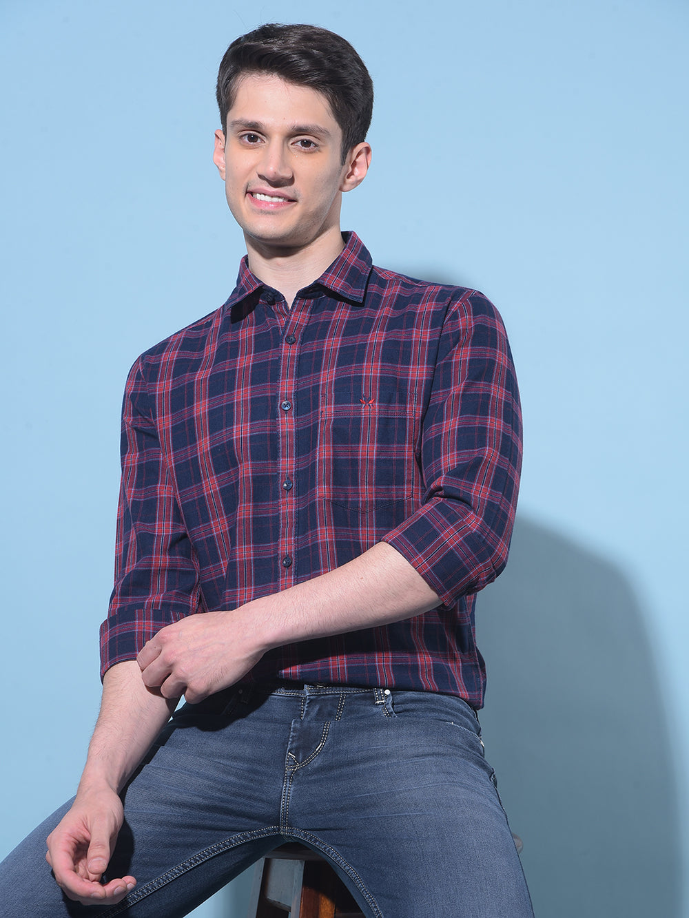 Red Tartan Check 100% Cotton Shirt-Men Shirts-Crimsoune Club