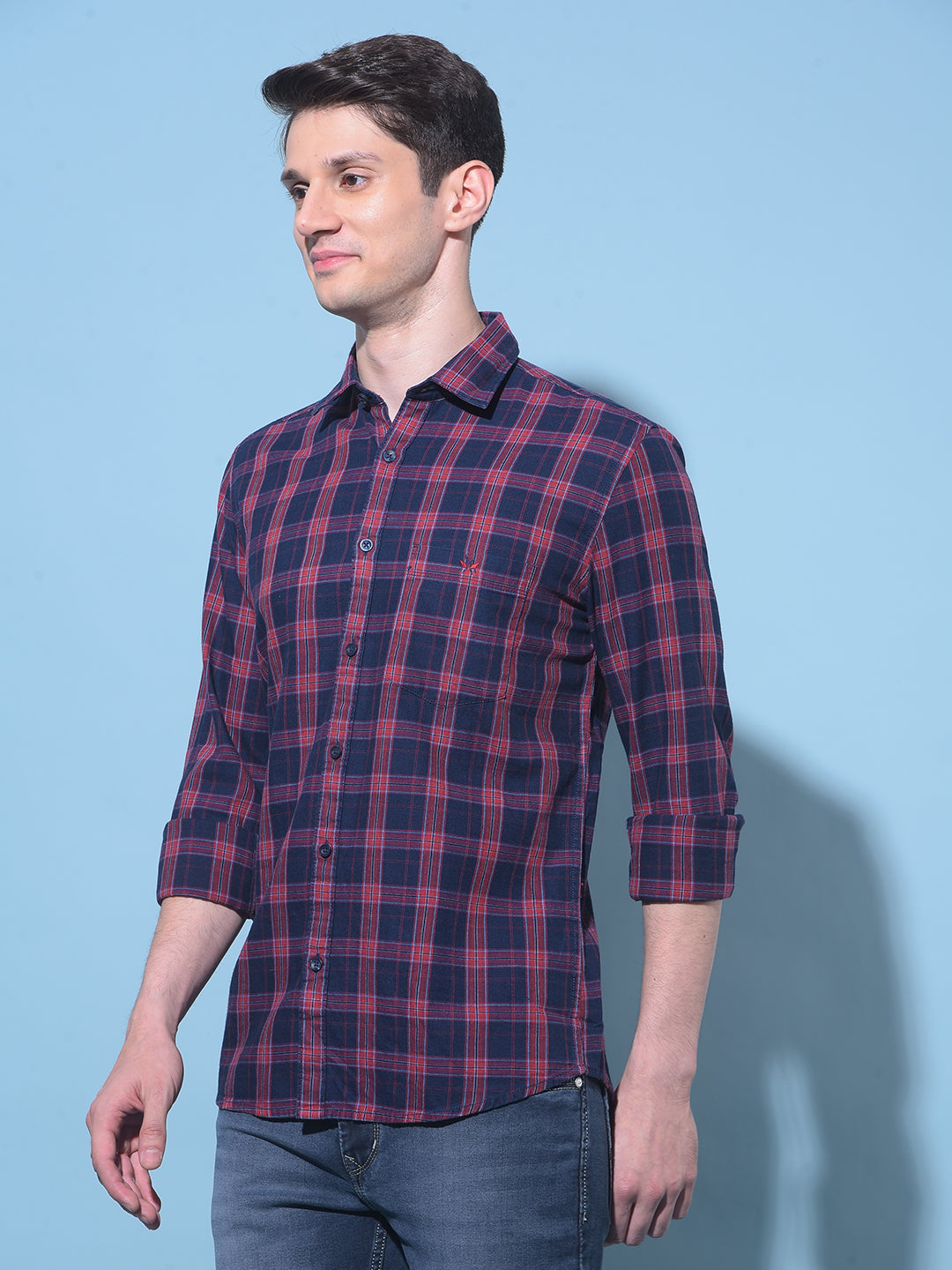 Red Tartan Check 100% Cotton Shirt-Men Shirts-Crimsoune Club