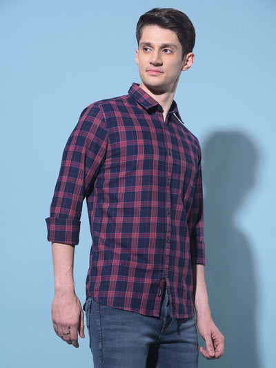 Red Tartan Check 100% Cotton Shirt-Men Shirts-Crimsoune Club