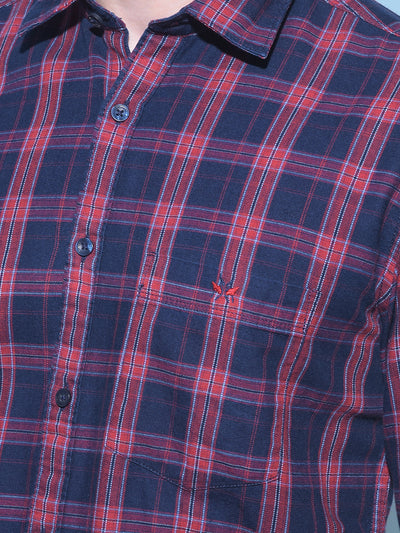 Red Tartan Check 100% Cotton Shirt-Men Shirts-Crimsoune Club