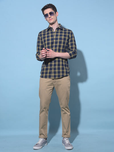 Mustard Tartan Check 100% Cotton Shirt-Men Shirts-Crimsoune Club