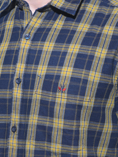 Mustard Tartan Check 100% Cotton Shirt-Men Shirts-Crimsoune Club