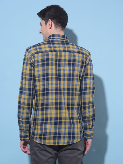 Yellow Tartan Check 100% Cotton Shirt-Men Shirts-Crimsoune Club