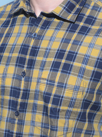 Yellow Tartan Check 100% Cotton Shirt-Men Shirts-Crimsoune Club