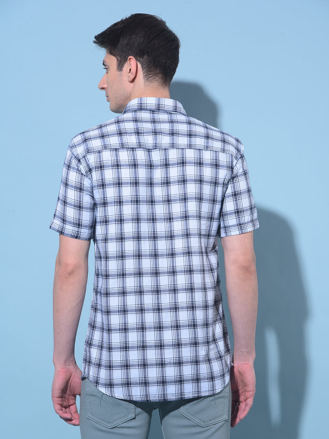 Off White Tartan Check 100% Cotton Shirt-Men Shirts-Crimsoune Club