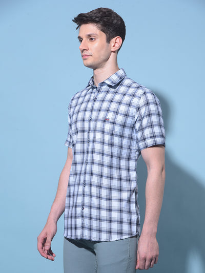 Off White Tartan Check 100% Cotton Shirt-Men Shirts-Crimsoune Club