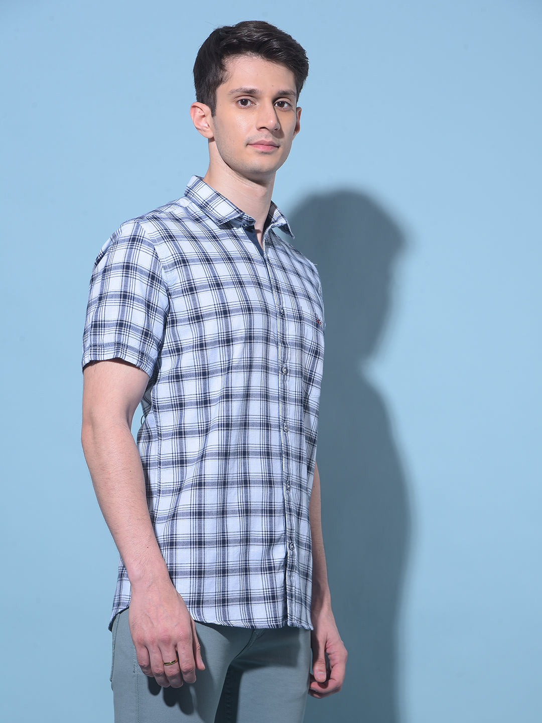 Off White Tartan Check 100% Cotton Shirt-Men Shirts-Crimsoune Club