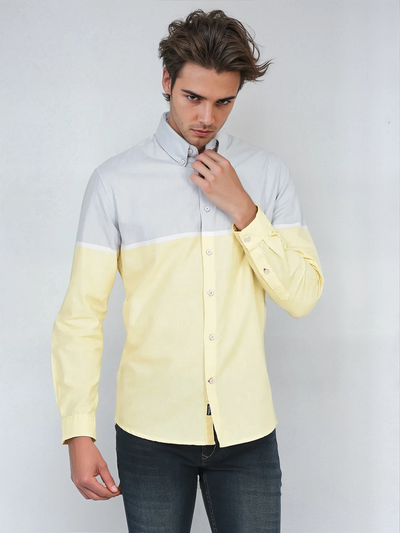 Yellow Colour-Blocked Shirt-Men Shirts-Crimsoune Club