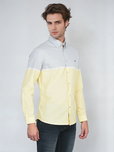 Yellow Colour-Blocked Shirt-Men Shirts-Crimsoune Club